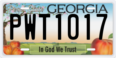 GA license plate PWT1017