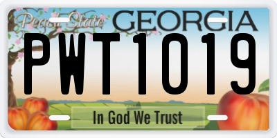 GA license plate PWT1019