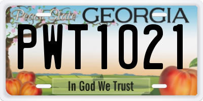 GA license plate PWT1021