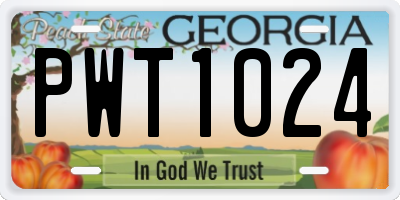 GA license plate PWT1024