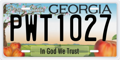 GA license plate PWT1027