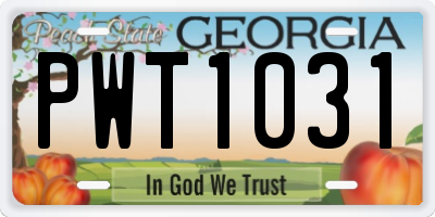 GA license plate PWT1031