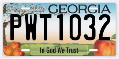 GA license plate PWT1032