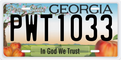 GA license plate PWT1033