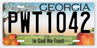 GA license plate PWT1042
