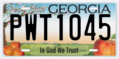 GA license plate PWT1045
