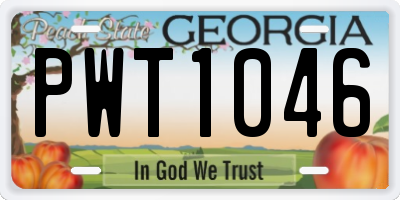 GA license plate PWT1046