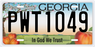 GA license plate PWT1049