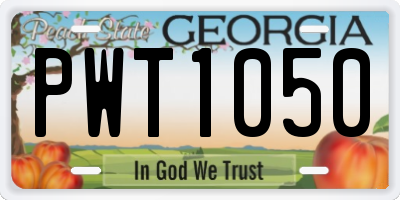 GA license plate PWT1050