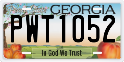 GA license plate PWT1052