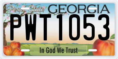 GA license plate PWT1053