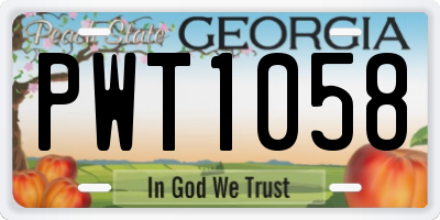 GA license plate PWT1058