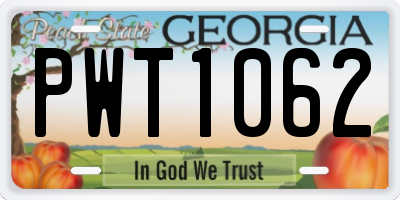 GA license plate PWT1062