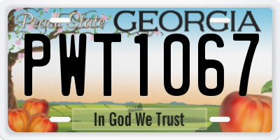 GA license plate PWT1067