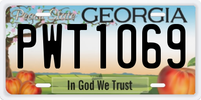 GA license plate PWT1069