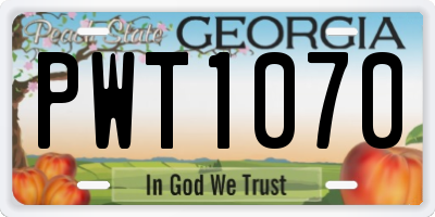 GA license plate PWT1070
