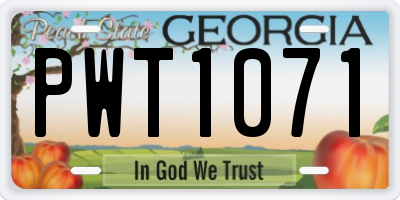 GA license plate PWT1071
