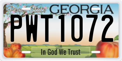 GA license plate PWT1072