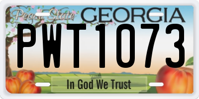GA license plate PWT1073