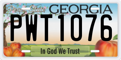 GA license plate PWT1076