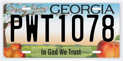 GA license plate PWT1078