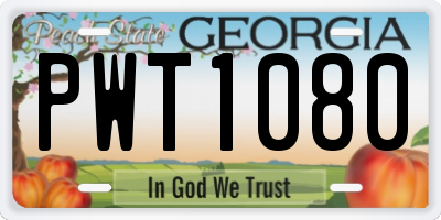 GA license plate PWT1080