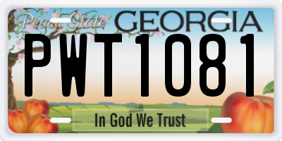 GA license plate PWT1081