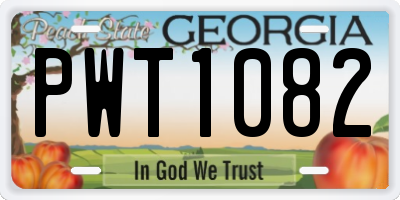 GA license plate PWT1082