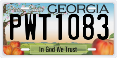GA license plate PWT1083