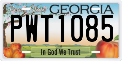 GA license plate PWT1085