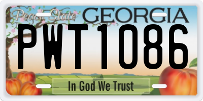 GA license plate PWT1086