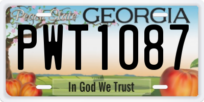 GA license plate PWT1087