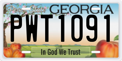 GA license plate PWT1091