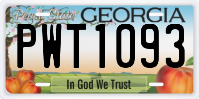 GA license plate PWT1093