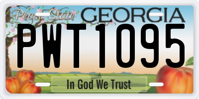 GA license plate PWT1095