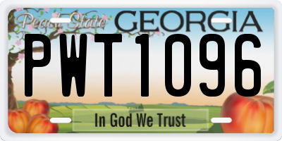 GA license plate PWT1096