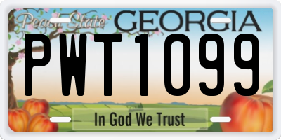 GA license plate PWT1099