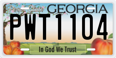GA license plate PWT1104