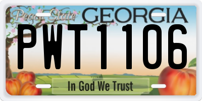 GA license plate PWT1106