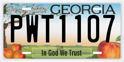 GA license plate PWT1107