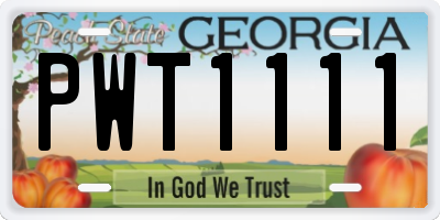 GA license plate PWT1111