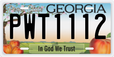 GA license plate PWT1112