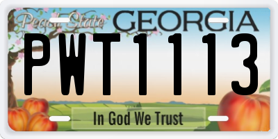 GA license plate PWT1113