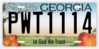 GA license plate PWT1114