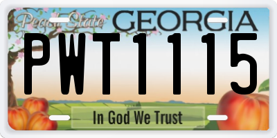 GA license plate PWT1115
