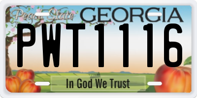 GA license plate PWT1116