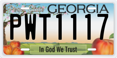 GA license plate PWT1117