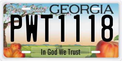 GA license plate PWT1118