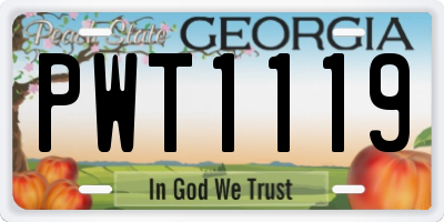 GA license plate PWT1119