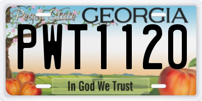 GA license plate PWT1120
